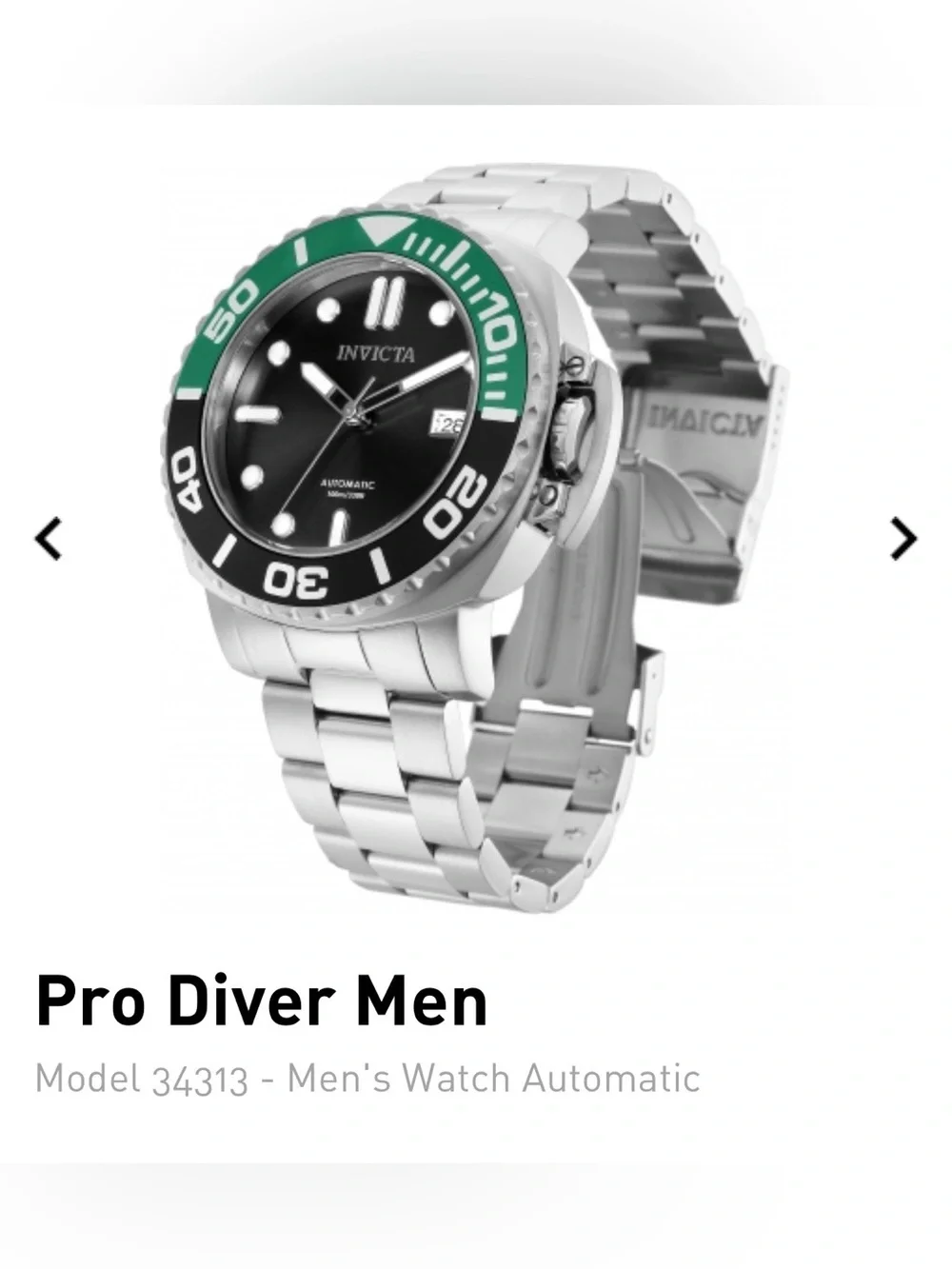 Men’s Invicta Diver Pro-Silver Stainless Steel Watch, Retired NWT & Box.